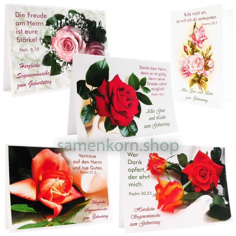 Doppelkarten zum Geburtstag / Set "Rosen 2" 5 Karten
