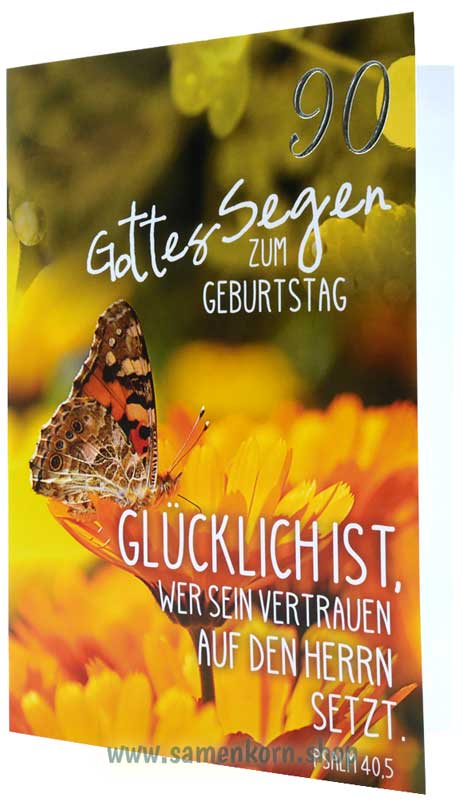 Faltkarte "Gottes Segen zum 90. Geburtstag" Ps.40,5