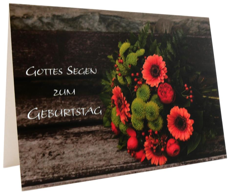 Doppelkarte "Gottes Segen zum Geburtstag" Gerberastrauß