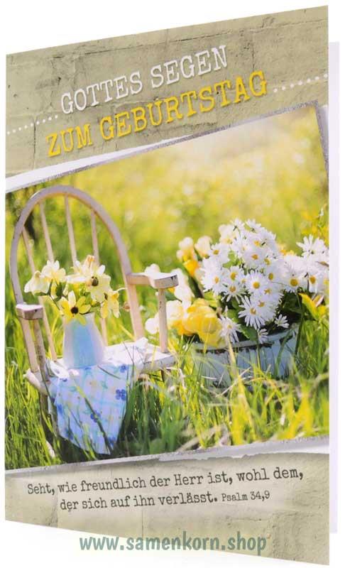 Faltkarte "Gottes Segen zum Geburtstag" Psalm 34,9