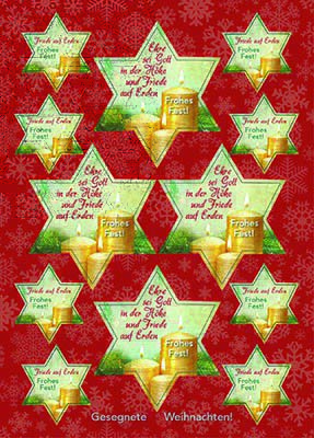 Postkarten-Stern-Aufkleber  "Ehre sei Gott"