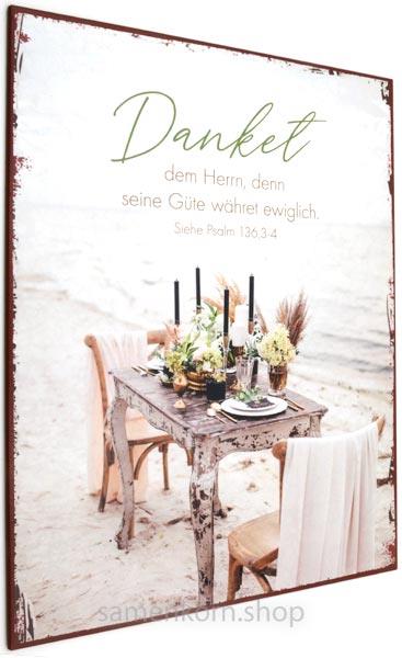 Metallschild, groß „Danket dem Herrn“
