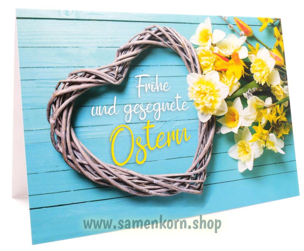 Doppelkarte zu Ostern "Frohe und gesegnete Ostern" / Herz