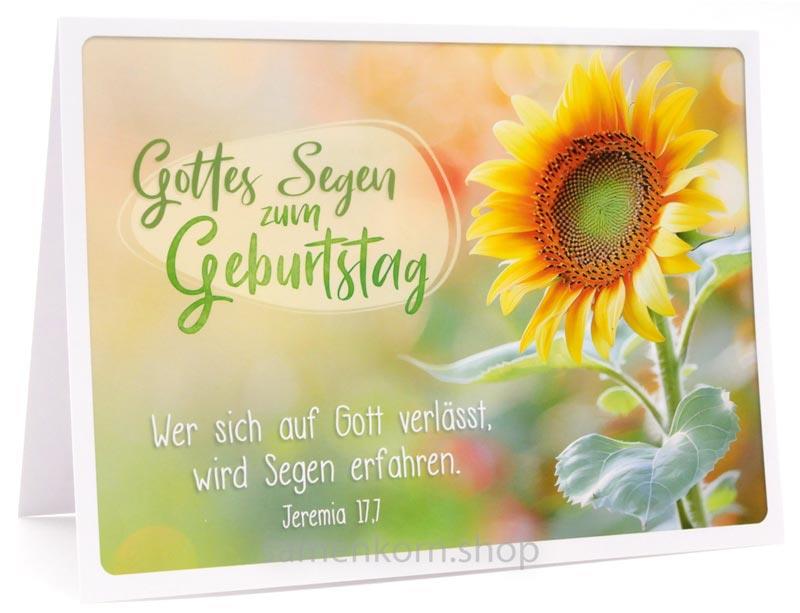 Faltkarte "Gottes Segen zum Geburtstag" Jeremia 17,7 (Sonnenblume)