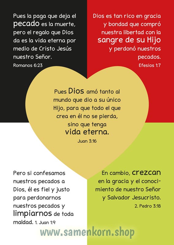 Verteilkarte zum "Wortlosen Buch", spanisch