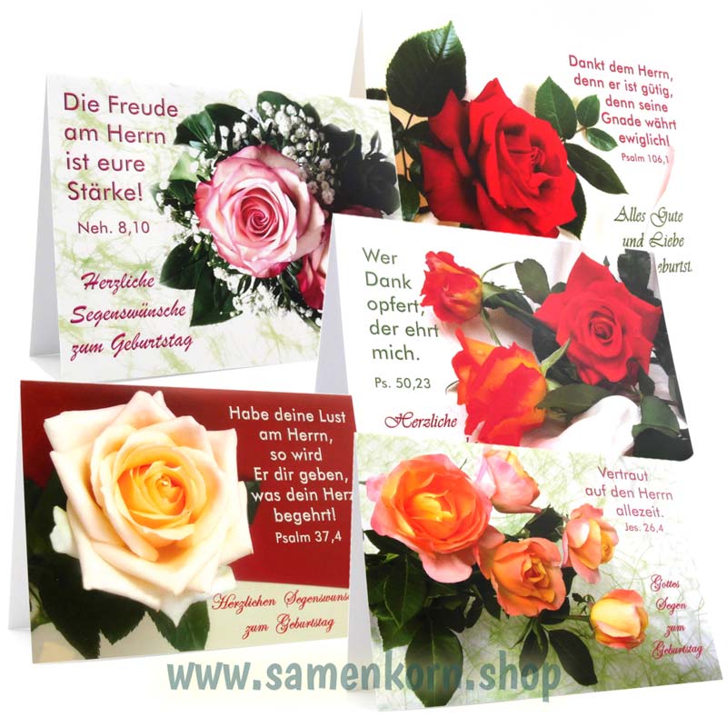 Doppelkarten zum Geburtstag / Set "Rosen 2" 5 Karten